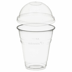 50x BIO Trinkbecher 300ml mit Domdeckel ohne Loch aus Biokunststoff (PLA)