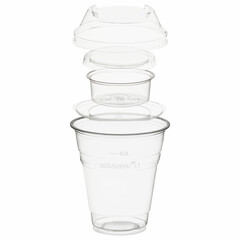 100x BIO Trinkbecher 300ml+Domdeckel+Einsatzbecher stapelbar aus PLA