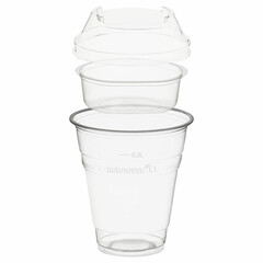 50x BIO Trinkbecher 300ml + Domdeckel stapelbar + Einsatzbecher Ø 96mm (PLA)