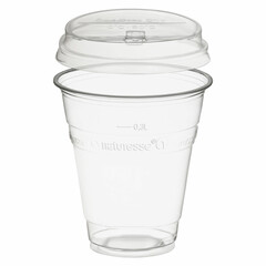 100x BIO Trinkbecher 300ml + Deckel mit Klappöffnung aus Biokunststoff (PLA)