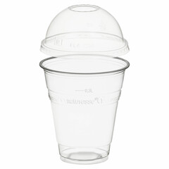 50x BIO Trinkbecher 300ml + Domdeckel mit Rundloch aus Biokunststoff (PLA)