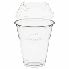 50x BIO Trinkbecher 300ml + Domdeckel ohne Loch stapelbar aus Biokunststoff