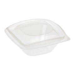 80x BIO Salatschalen mit Deckel aus Bio-Kunststoff (PLA) transparent 240 ml