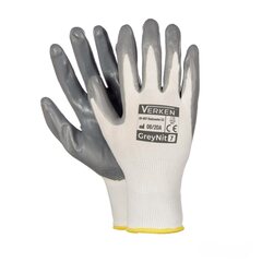12 Paar Arbeitshandschuhe Montagehandschuhe Nylon-Nitril Größe S-7 Unisex grau