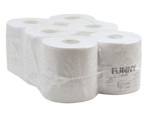 1x Papierhandtuchrolle MIDI perforiert - Blattgröße 19x22cm 1 lagig weißlich 6 Stk.