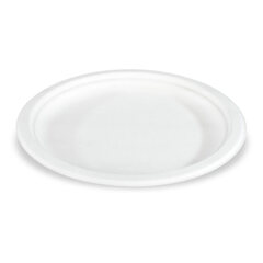 50x Bio Teller aus Zuckerrohr rund Ø 23cm weiß kompostierbar