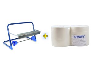 1x Wandhalter für Putztuchrollen inkl. 2 x 26cm breite 1000 Blatt Rollen