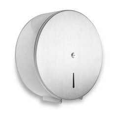 Preview: 2x Toilettenpapier-Spender für Jumborollen silber Edelstahl inkl. 6 weiße Rollen