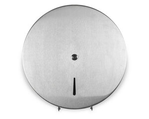 Preview: 2x Toilettenpapier-Spender für Jumborollen silber Edelstahl inkl. 6 weiße Rollen