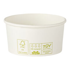 50x Bio Eisbecher Pappbecher 100% ohne Kunststoff 160ml Ø85 Höhe 43mm weiß