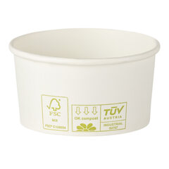 50x Bio Eisbecher Pappbecher 100% ohne Kunststoff 260ml Ø92 Höhe 55mm weiß