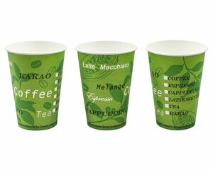 Preview: 100x BIO Automatenbecher Kaffeebecher Pappbecher 70,3mm Ø  Bio Green 180 ml