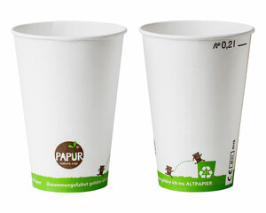 Bio Kaltgetränkebecher Pappbecher PAPUR mit CE Eichstrich 200 ml 