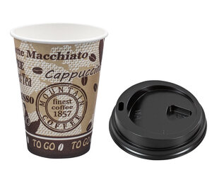 7500x Kaffeebecher Premium mit Deckel "Coffee to go" Pappe besch. 250 ml 