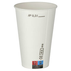 10000x Kaltgetränkebecher Pappbecher weiß mit CE Eichstrich 300 ml