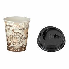 Kaffeebecher Premium mit Deckel "Coffee to go" Pappe 300 ml hoch 