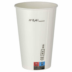 50x Kaltgetränkebecher Pappbecher weiß mit CE Eichstrich 400 ml 