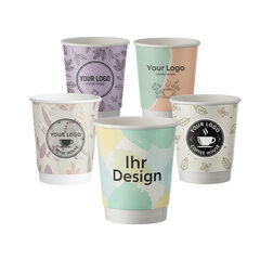 Personalisierbare Doppelwandbecher für Heiß- und Kaltgetränkebecher weiß 200 ml 