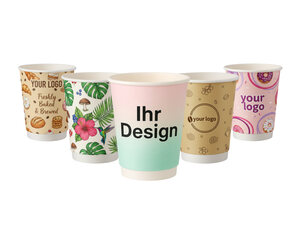 Personalisierbare Doppelwandbecher für Heiß- und Kaltgetränkebecher weiß 300 ml 