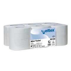 1x Celtex Mini Jumbo Toilettenpapier 2-lagig Zellstoff 9,2x18cm weiß 12 Rollen je 160m