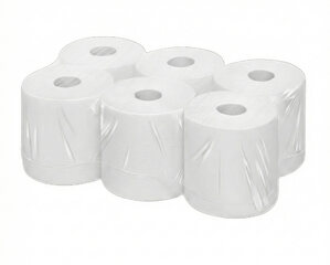 Preview: 12 Rollen Ecoline Handtuchpapier Innenabrollung 2-lagig hülsenlos Zellstoff 450 Abrisse 6 Rollen