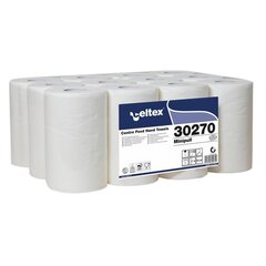 2x Celtex Innenabrollung Handtuchrollen 2-lagig Zellstoff 20x34cm 212 Abrisse weiß 12 Rollen je 72m