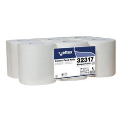 1x Celtex Innenabrollung Handtuchrollen 2-lagig Zellstoff 20x24cm 450 Abrisse weiß 6 Rollen je 108m