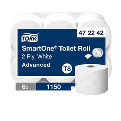 12x Tork SmartOne Toilettenpapier T8 2-lagig 6 Rollen je 1150 Blatt weiß