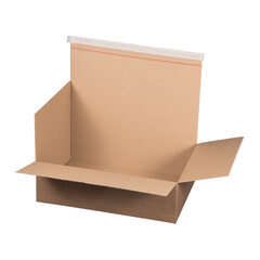 Preview: Schnellaufrichtekarton 540x380x160mm Selbstklebeverschluss Aufreißfaden Automatikboden braun
