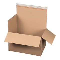Preview: Schnellaufrichtekarton 540x380x320mm Selbstklebeverschluss Aufreißfaden Automatikboden braun