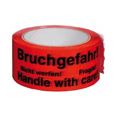 108x Packband Klebeband 50mmx66m rot mit mehrsprachigen Aufdruck BRUCHGEFAHR