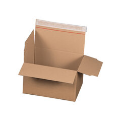 Preview: 10x Schnellaufrichtekarton 260x200x160mm Selbstklebeverschluss Aufreißfaden Automatikboden braun