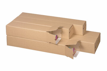 100x Versandhülsen  435x105x105mm PLAN BOX braun quadratisch mit Selbstklebeverschluss & Aufreißfaden