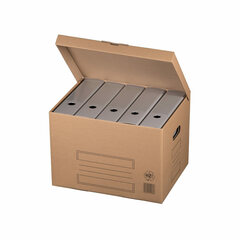 10x Archivbox mit Klappdeckel und Automatikboden 410x320x285mm braun