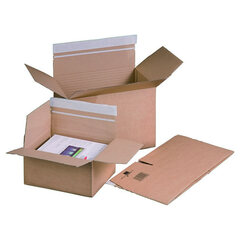 20x Schnellaufrichtekarton 305x215x(130)-220mm variable Höhe Selbstklebeverschluss Aufreißfaden Automatikboden A4