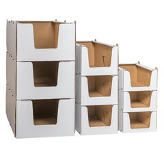 Preview: 8x Stapelbehälter Regalkarton aus Wellpappe 'S' 380x360x200mm stapelbar robust