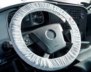 250x Lenkradschoner Einweg-Lenkradschutz Ø 55 cm für LKW mit Gummizug weiß