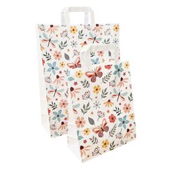 1000x Papiertragetaschen aus Kraftpapier 220+100x280mm mit Schmetterling Motiv weiß 