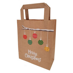 1000x Papiertragetaschen aus Kraftpapier 180+ 80x220mm Motiv Weihnachtszweig braun