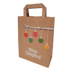 1000x Papiertragetaschen aus Kraftpapier 220+100x280mm mit Weihnachtszweig braun 250