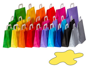 Papiertragetaschen Papiertaschen Flachhenkel 18x8x22cm gelb 70gr. 