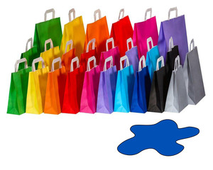 Papiertragetaschen Papiertaschen Flachhenkel 18x8x22cm blau 70gr. 