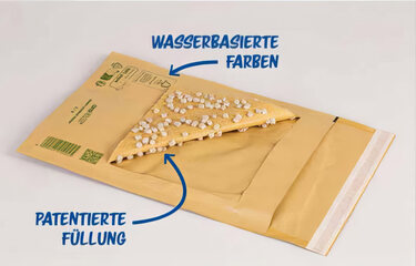 Preview: 1x AROFAIR Papierpolstertaschen 200x275+50mm 100% Recycling Ersatz für Luftpolstertaschen