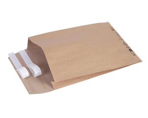 800x Papierversandtaschen mit Doppelfixverschluss Maxibrief-Format 250x50x350 + 100mm Klappe braun