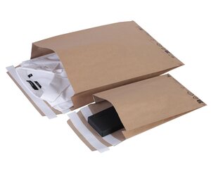 Preview: 800x Papierversandtaschen mit Doppelfixverschluss Maxibrief-Format 250x50x350 + 100mm Klappe braun