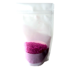 1000x Standbodenbeutel PET weiß matt mit Fenster 110x185x65mm 250ml