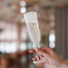 Preview: 10x Mehrwegbecher Pfandbecher Sektglas transparent PP Eichstrich 0,1 l  