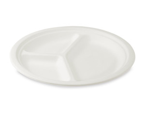 500x Bio Grillteller Fleischteller rund 3-geteilt aus Zuckerrohr Ø 26 cm