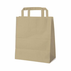 100x GASTRO Papiertragetaschen 22 x 18 x  8 cm mit EAN-Code braun 