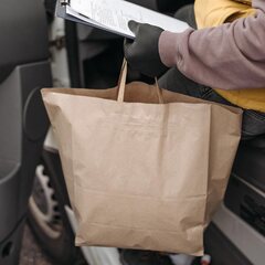 Preview: 100x GASTRO Papiertragetaschen 45+17 x 48 cm mit EAN-Code braun 